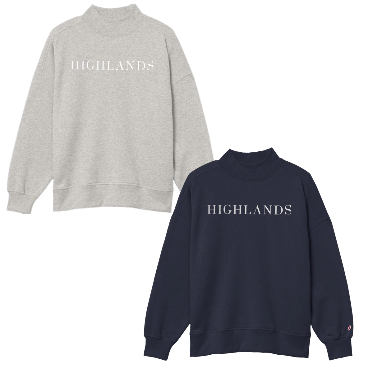 Highlands White Screen Print Mockneck