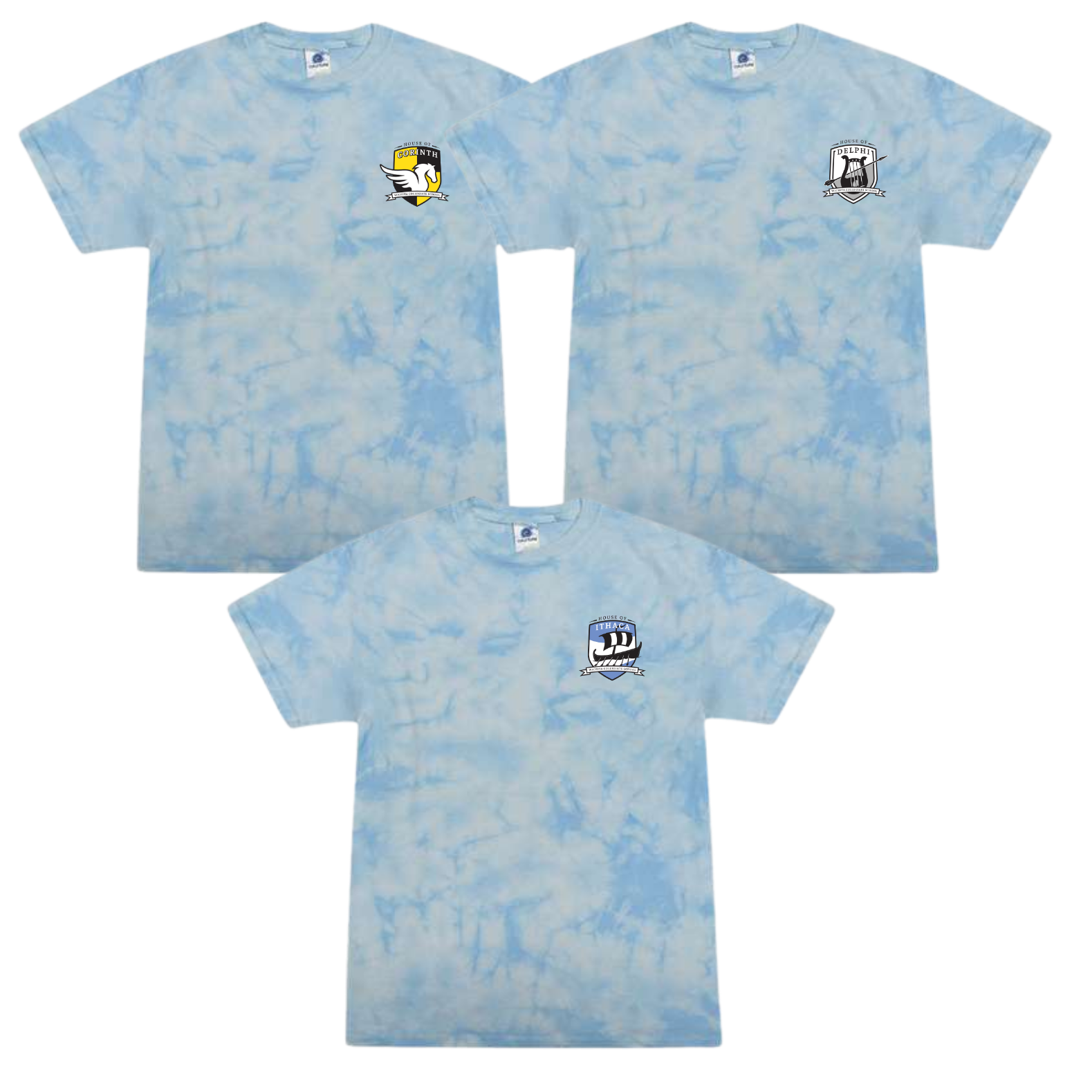 House Crest on Blue Tye-Dye T
